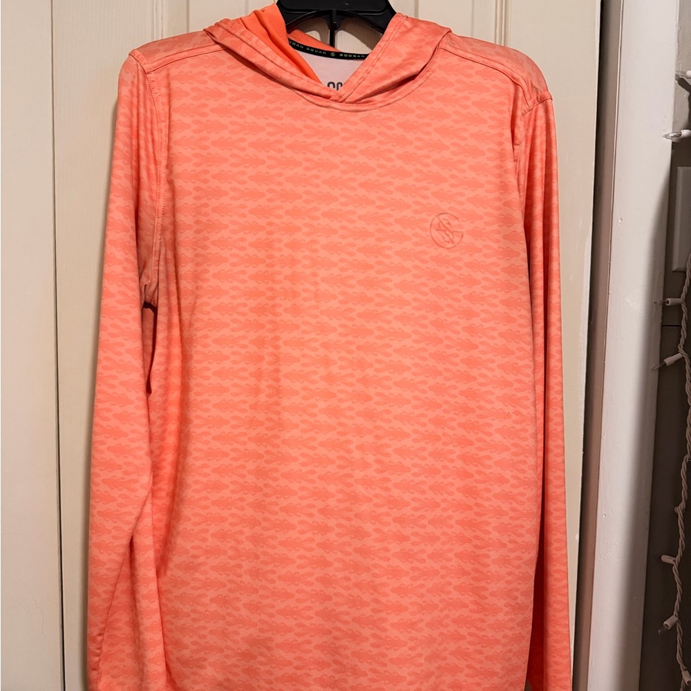Orange Hooded Long Sleeve Top